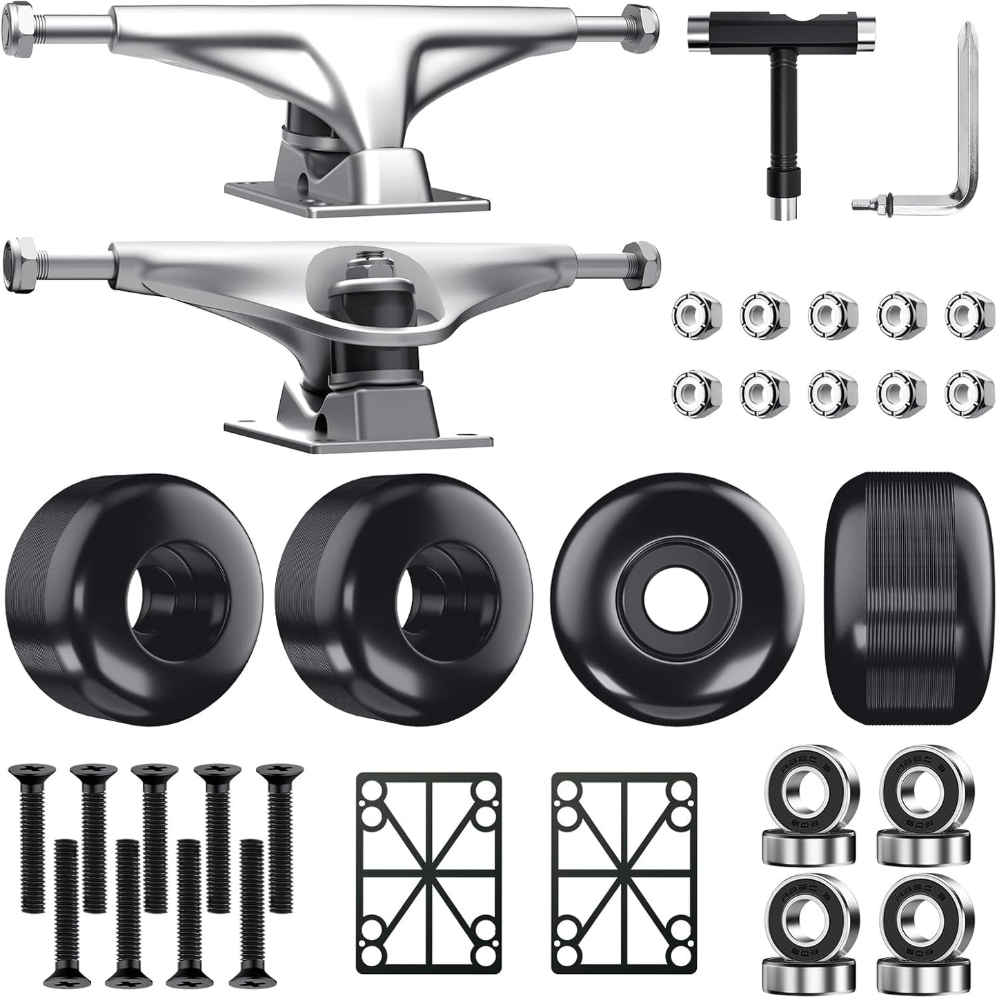 Jizmo Skateboard Trucks and Wheels Set for 7.75-8in Decks