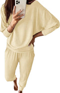 Women's Fall 2 Piece Lounge Set Ribbed Tracksuit - Comfortable Fit