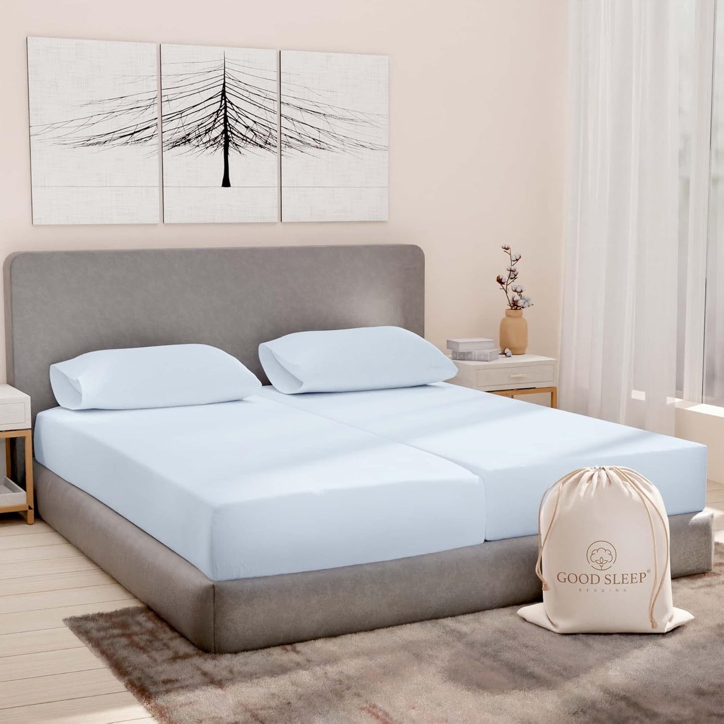 Luxury Split King Sheets Set - 1000 TC Egyptian Cotton Comfort