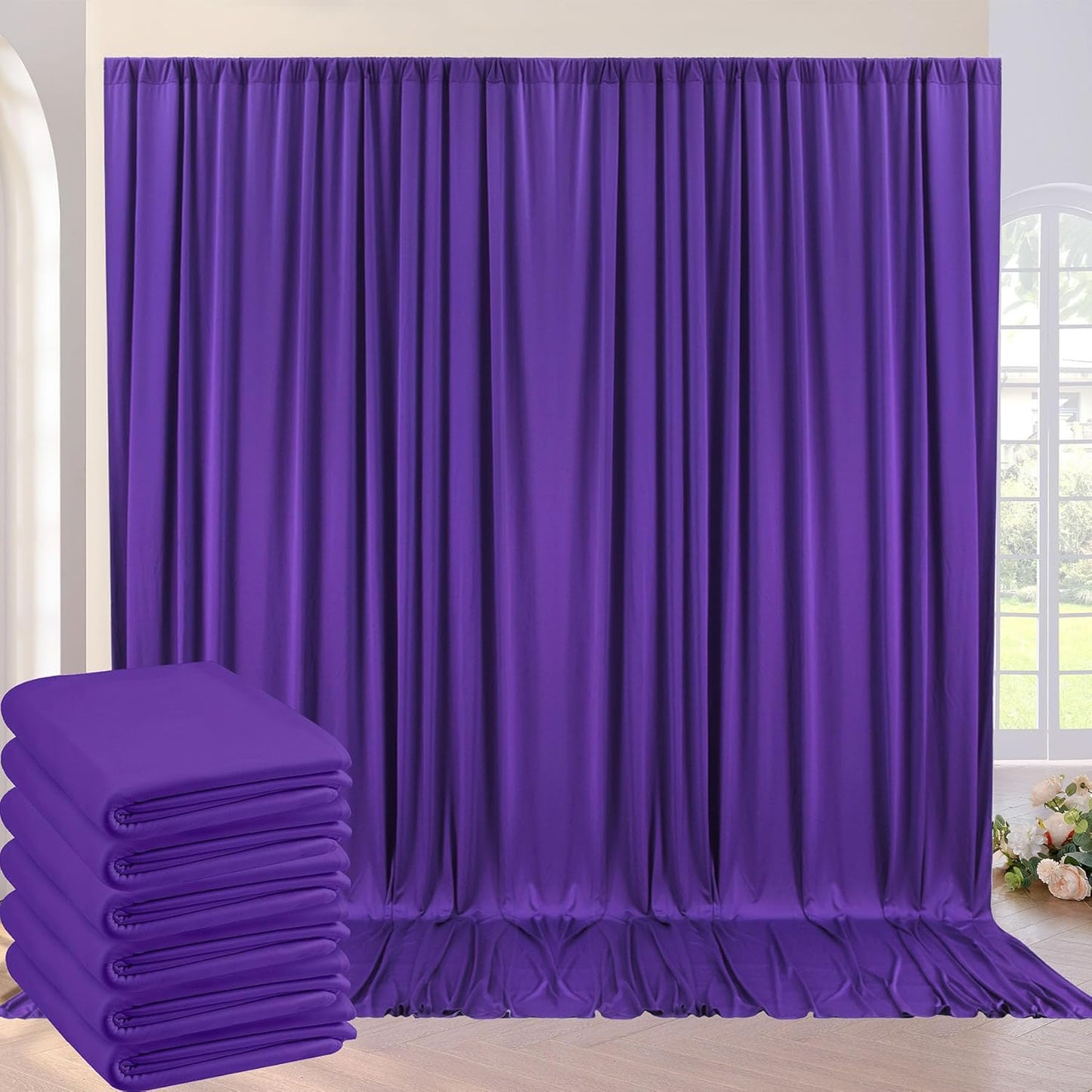 30ft Dark Purple Backdrop Curtain for Parties and Photography