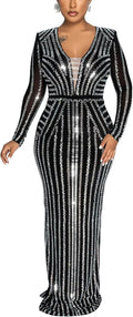 Nagfar Women's Sparkling Rhinestone Sequin Dress for Night Out