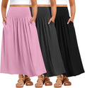 Plus Size Maxi Long Skirts for Curvy Women - 3 Pack Ankle Length