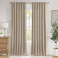 Lazzzy Beige Velvet Curtains 120 in Long Thermal Insulated Drapes