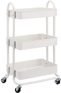 3-Tier Rolling Utility or Kitchen Cart - Lockable Wheels, White