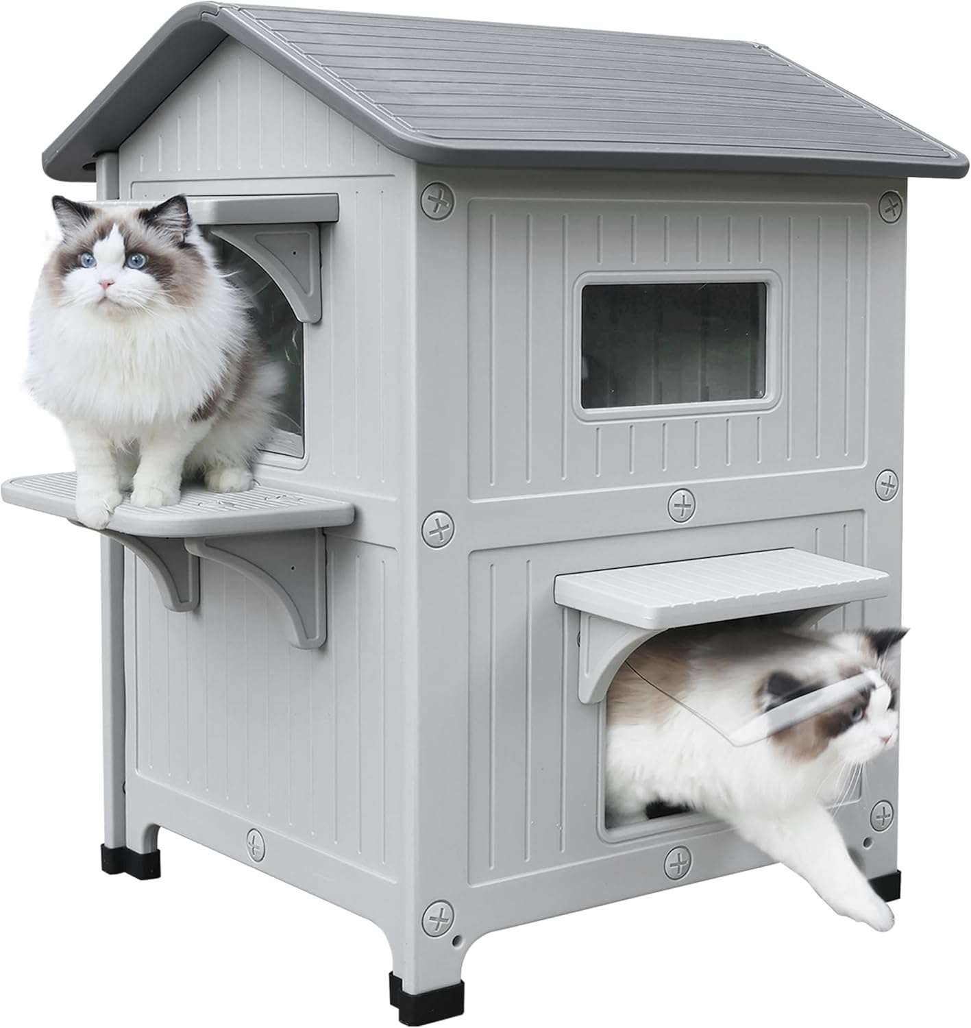 Rockever Luxury Plastic Outdoor Cat House with Escape Door