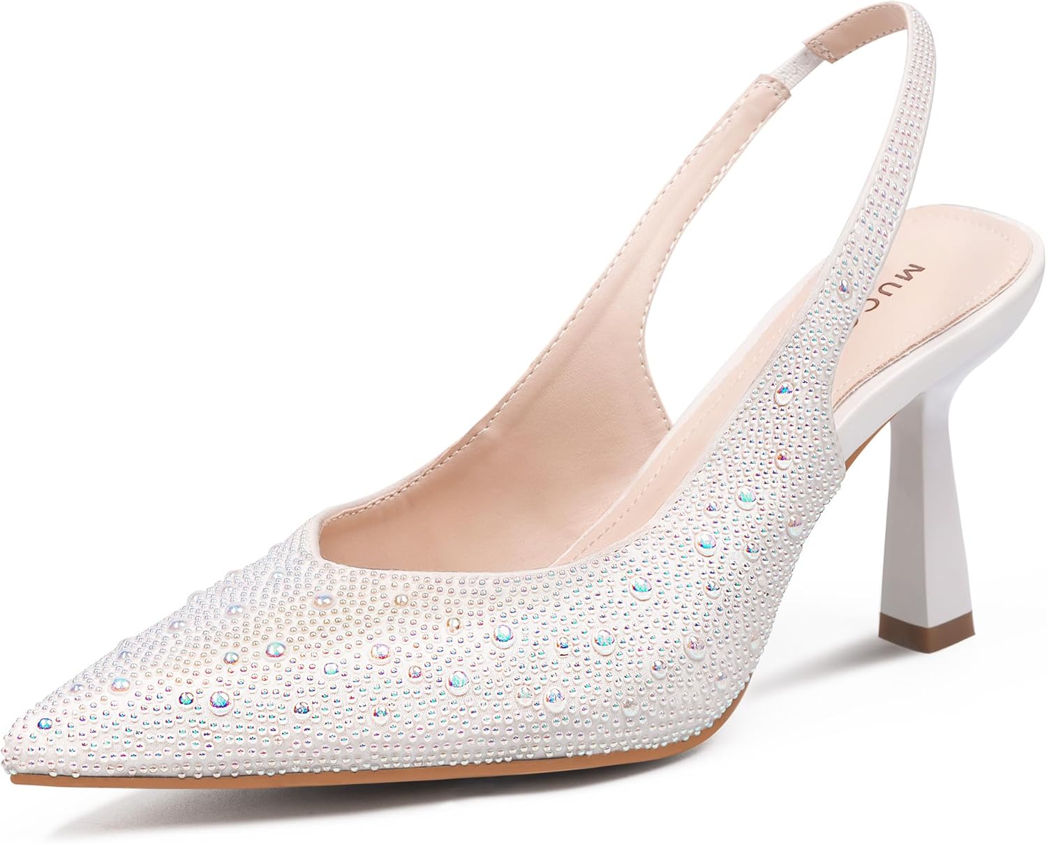 Stylish Kitten Heels for Women with Rhinestones and Pearls