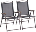 Patio Folding Chairs Set of 2 - Sling Outdoor Dining Seats