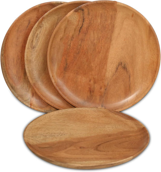 Eco-Friendly Acacia Wood Plates - Elegant Table Decor