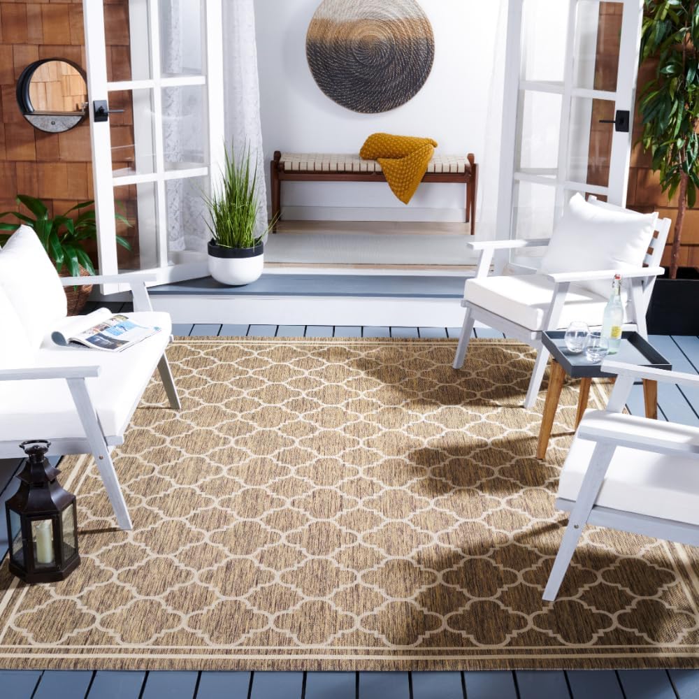 SAFAVIEH Courtyard Collection 8ft x 10ft Brown/Bone Area Rug