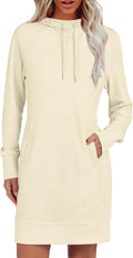 Womens Sweatshirt Dress Long Sleeve Hoodies Mini Dresses - Cozy Fall