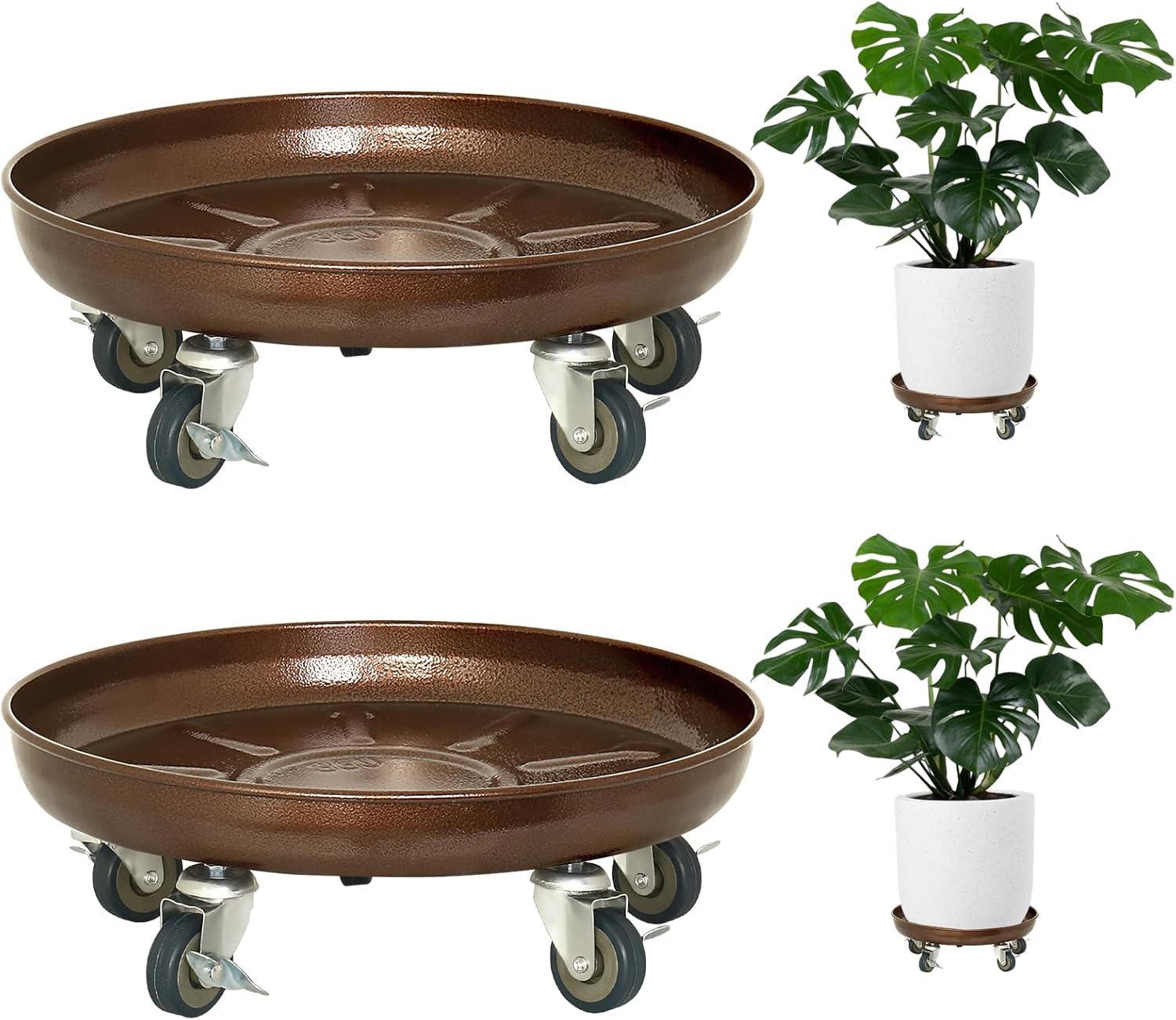 Heavy-Duty 16 in Rolling Plant Caddy with Locking Wheels