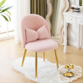 Boucle Girls Vanity Chair with Back & Pillow - Cozy Pink Vanity Seat