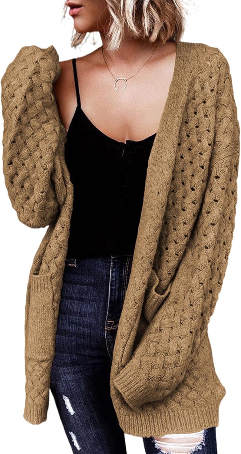 Dokotoo Women's Open Front Long Sleeve Chunky Cardigan Sweater