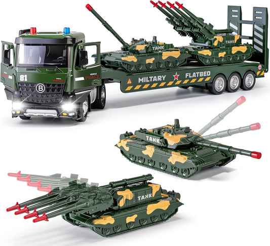 Green Military Big Truck Set with Lights & Sounds for Kids