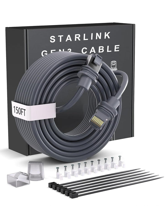 Waterproof 150FT Ethernet Cable for Starlink Gen 3 Kit
