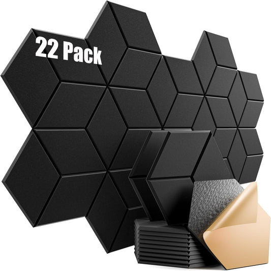 22 Pack Self-adhesive Acoustic Panels for Soundproofing Needs