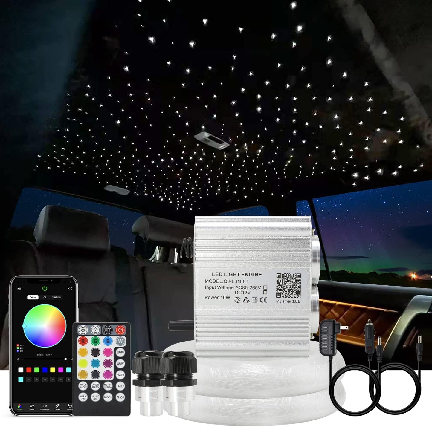 AKEPO Twinkle Fiber Optic Light Kit for Car and Home Use