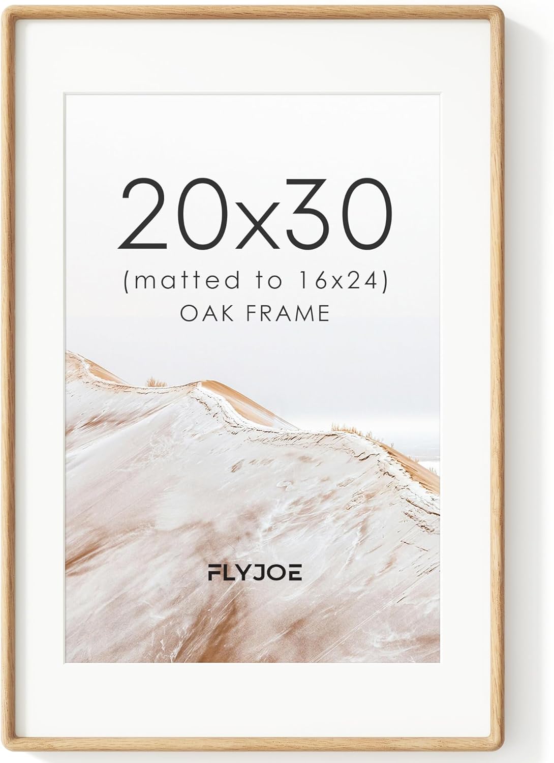 20x30 Natural Solid Oak Wood Picture Frame with Tempered Glass