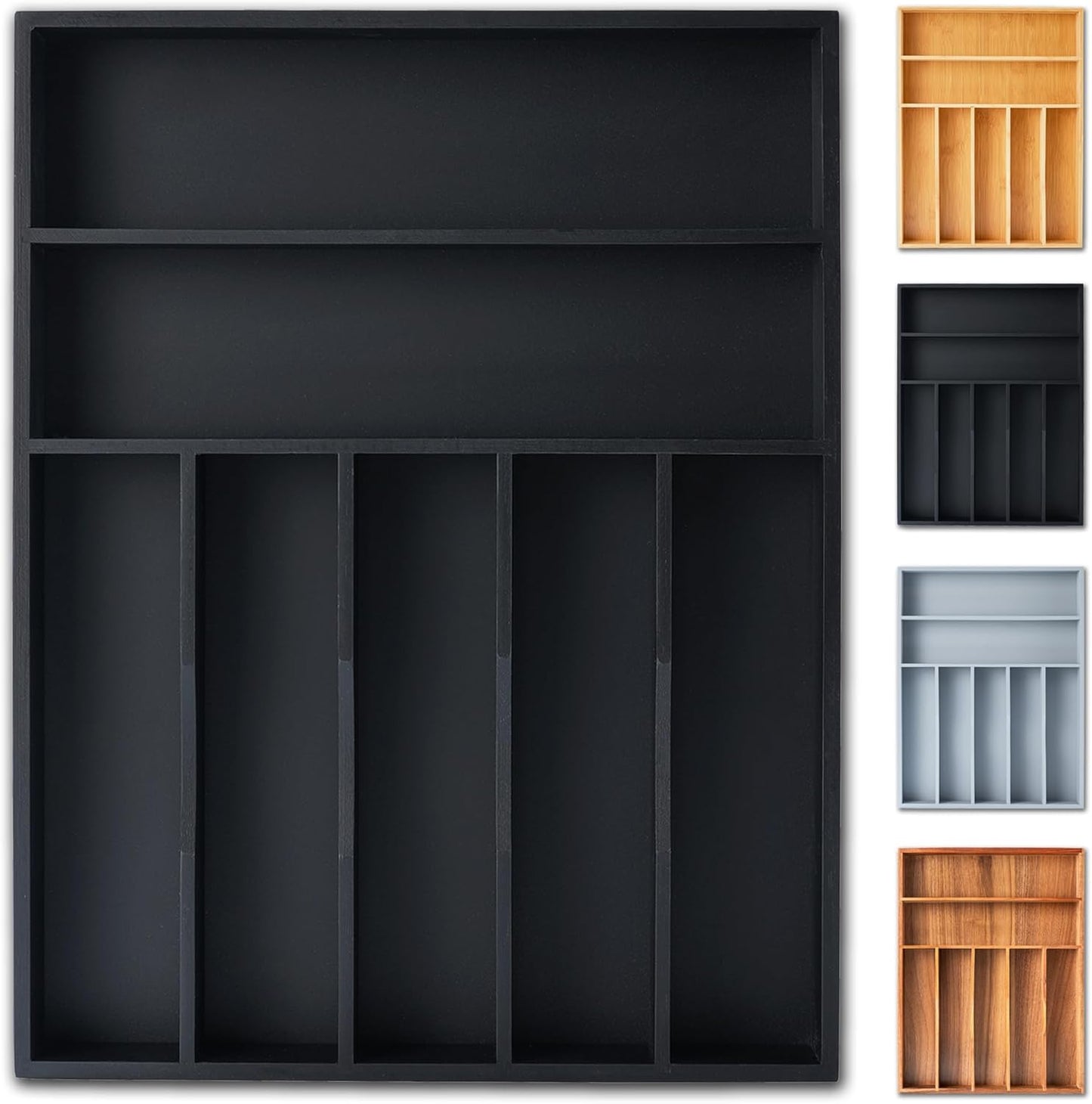 Bamboo Silverware Organizer for Kitchen Drawer, 12.5 Inch Design