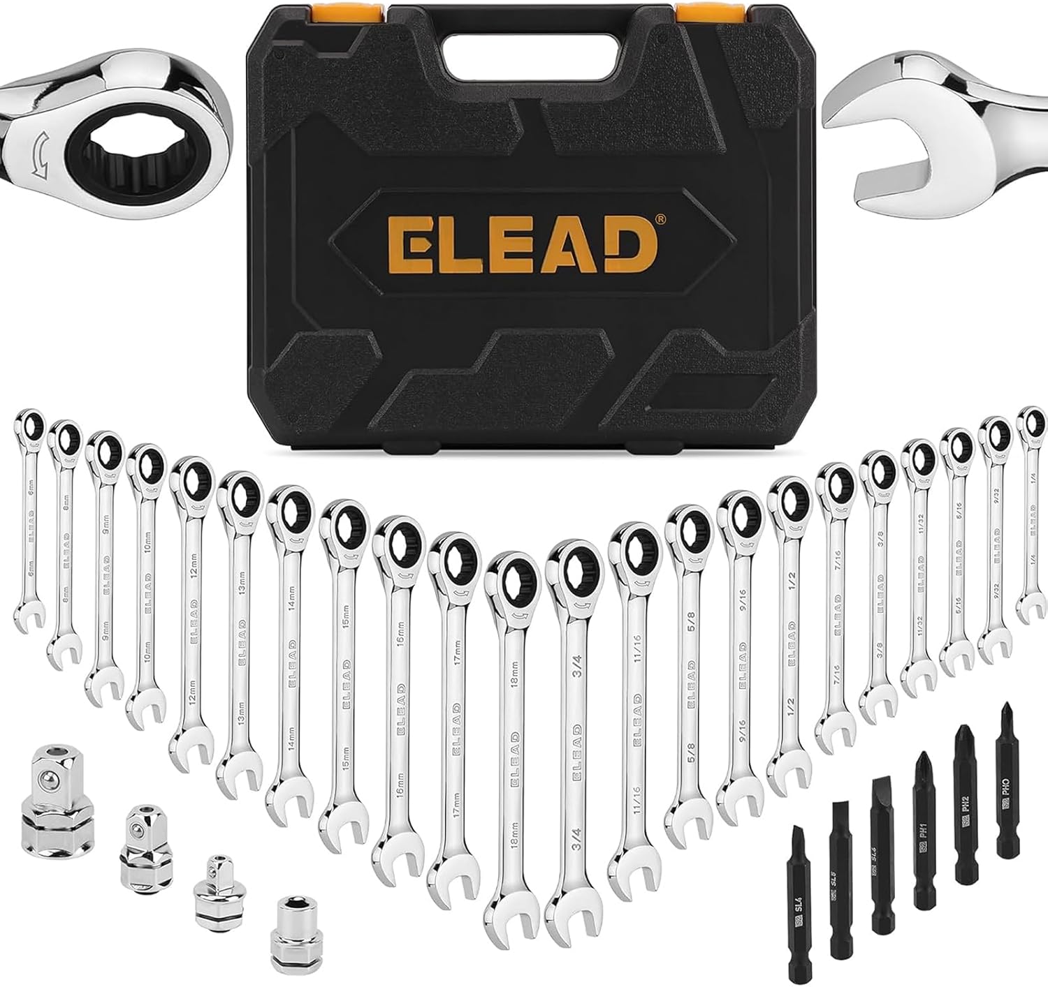 33-Piece Combination Ratchet Wrench Set for Mechanics & DIY
