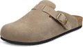Womens Suede Clogs Mens Genuine Leather Mules Cork (Style 9X16)