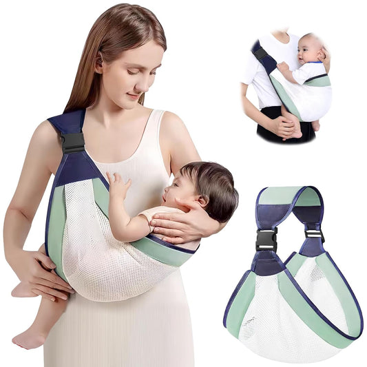 Adjustable Labor-Saving Baby Sling - Carry 7-44 lbs Green