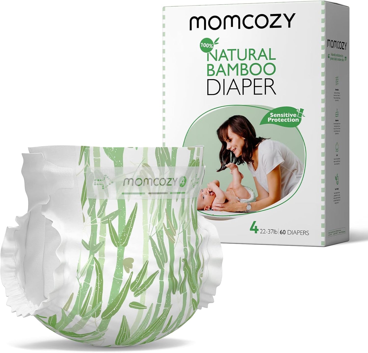 Momcozy Bamboo Size 4 Baby Diapers: Hypoallergenic & Organic for Sensitive Skin!