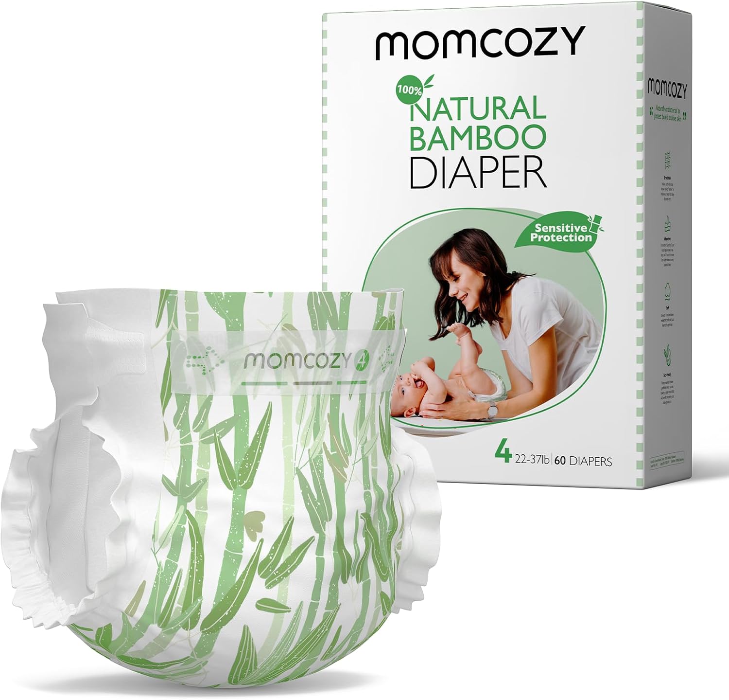 Momcozy Bamboo Size 4 Baby Diapers: Hypoallergenic & Organic for Sensitive Skin!