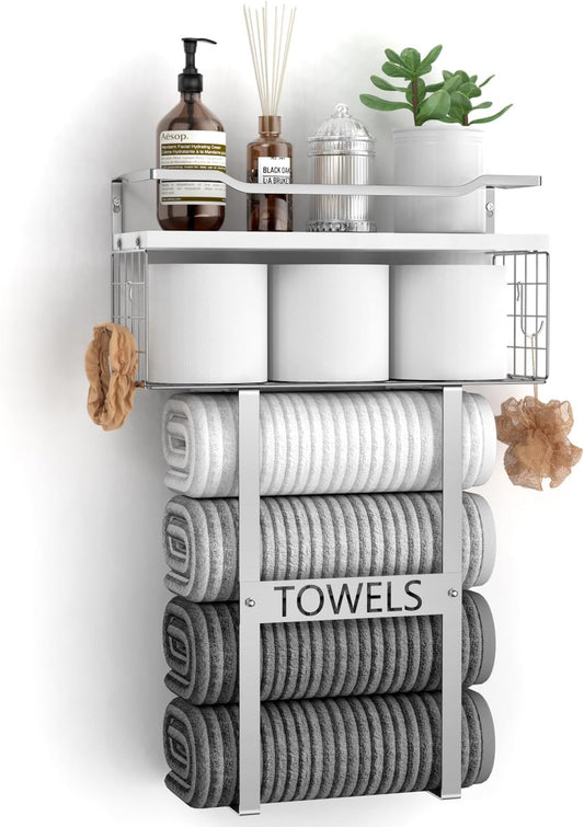 Wall Mounted Towel Racks for Bathroom Storage and Decor