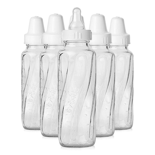 Evenflo Twist Glass Bottles - 8 Oz, 6-Pack for Safe Feeding