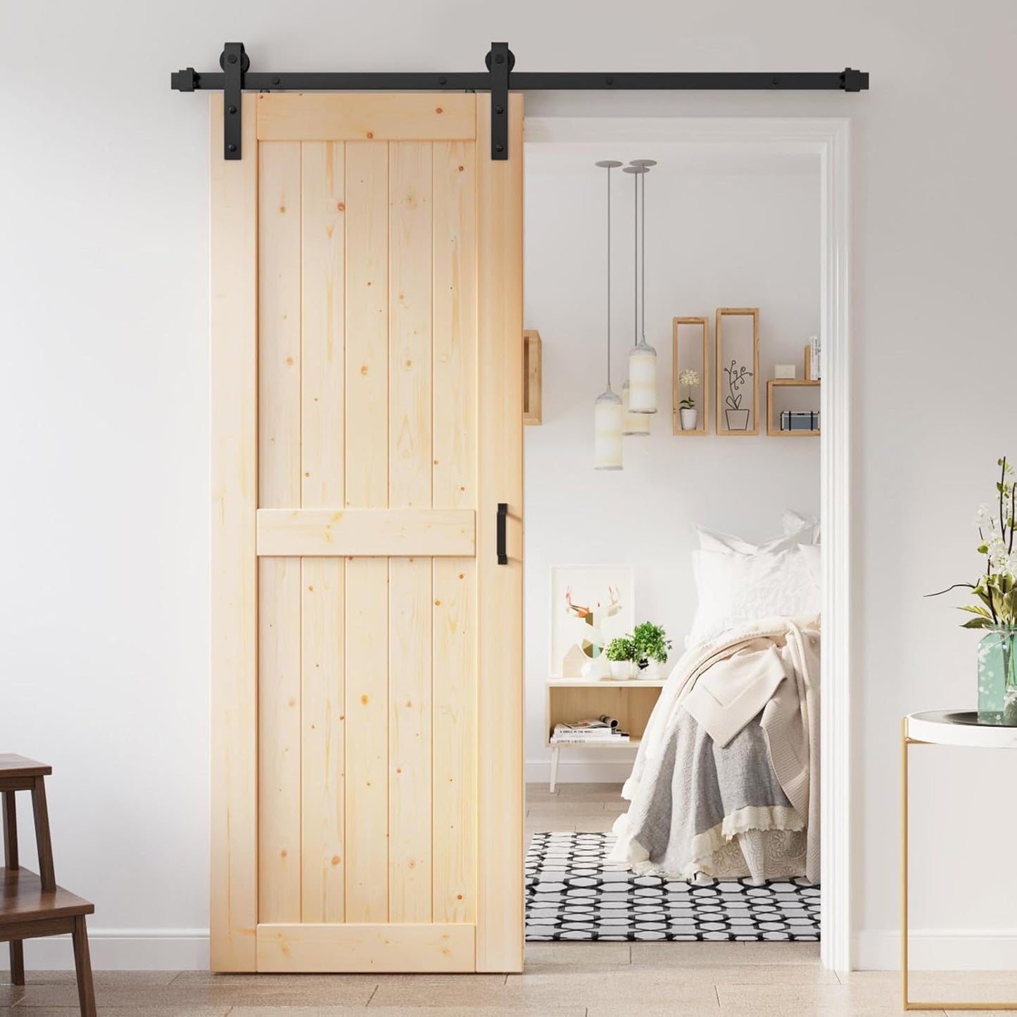 32x84 inch Sliding Barn Wood Door Slab with Hardware Kit for DIY