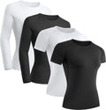 TELALEO 4 Pack Women's Compression Shirt Long/Short Sleeve