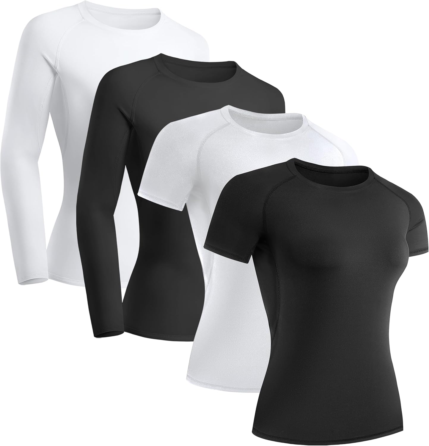 TELALEO Women's Compression Shirt 4 Pack for All Seasons