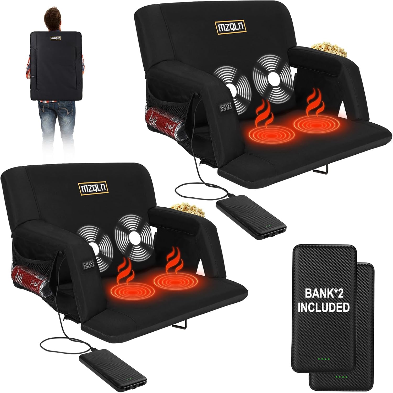 Heated Massage Reclining Stadium Seat for Ultimate Comfort