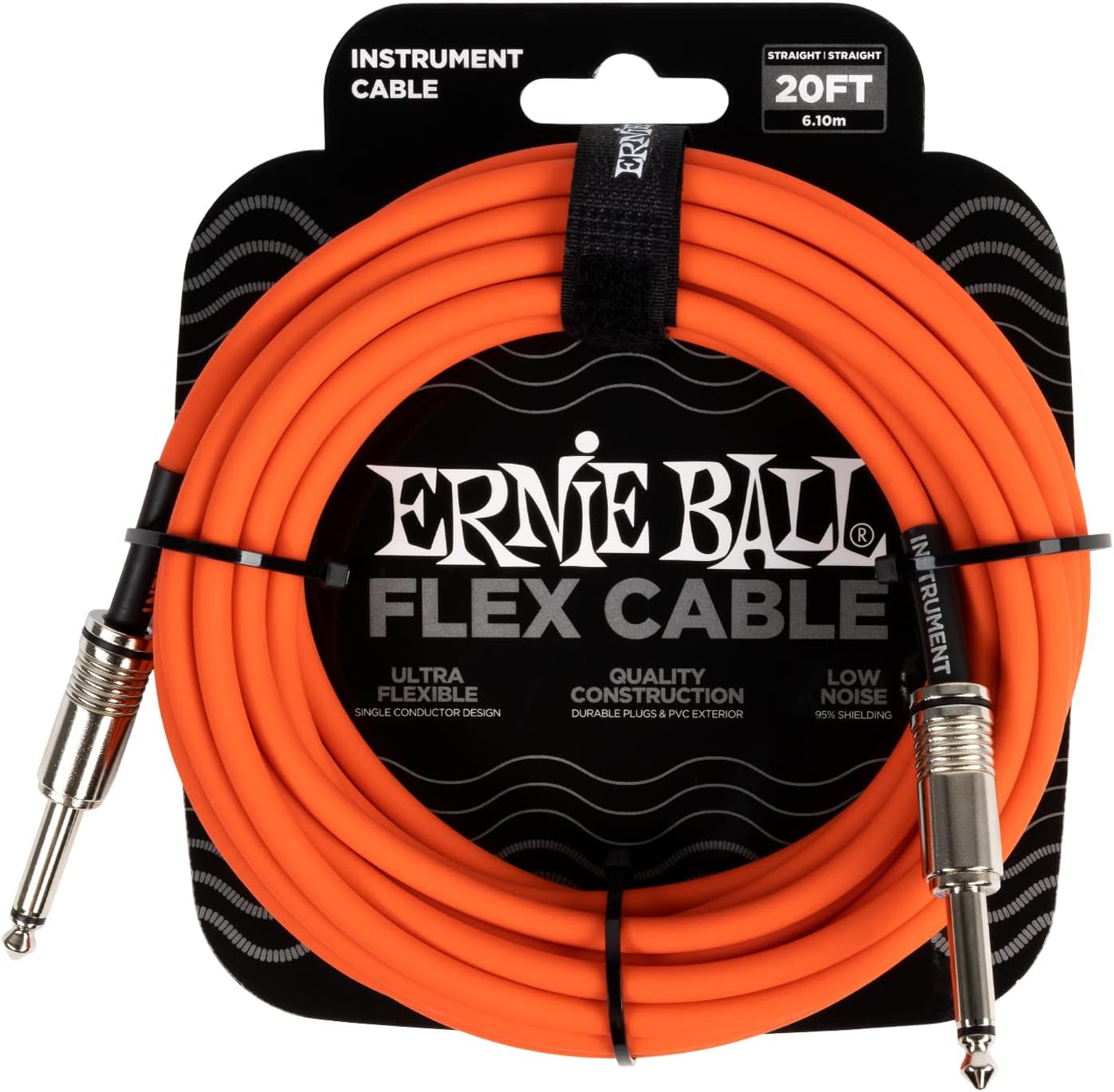 Ernie Ball 20ft Orange Instrument Cable for Clear Sound