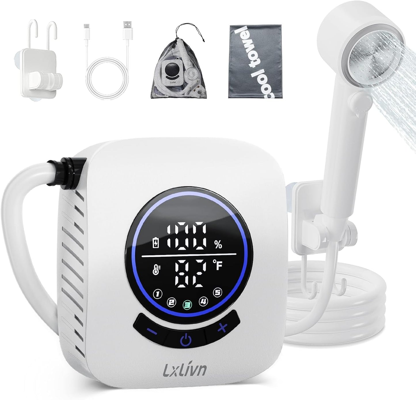 8000mAh Portable Shower for Camping with Intelligent LED Display