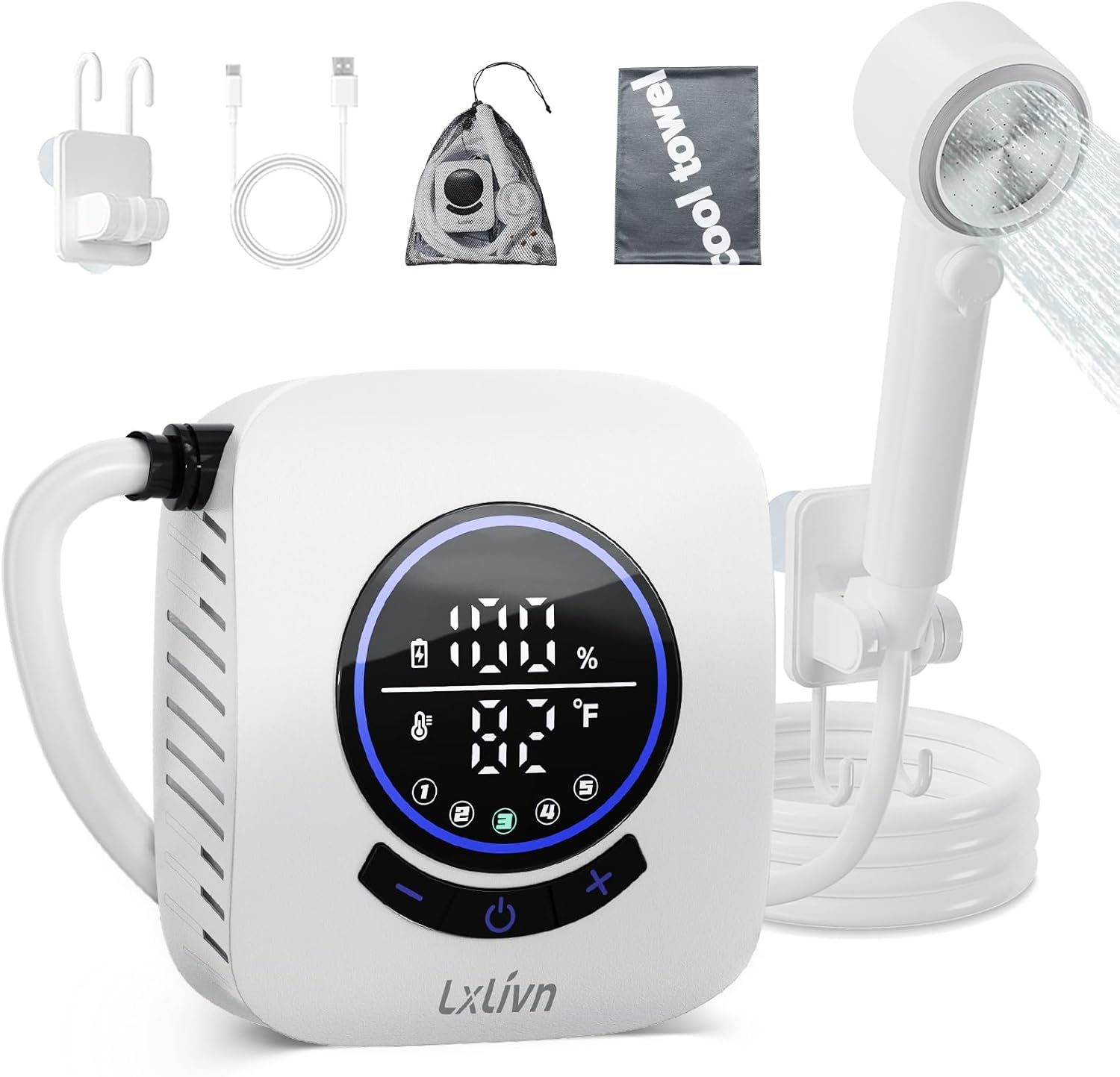 8000mAh Portable Shower for Camping with Intelligent LED Display