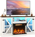 Tangkula 58 Fireplace TV Stand with 23 3-Side Glass Electric Fireplace