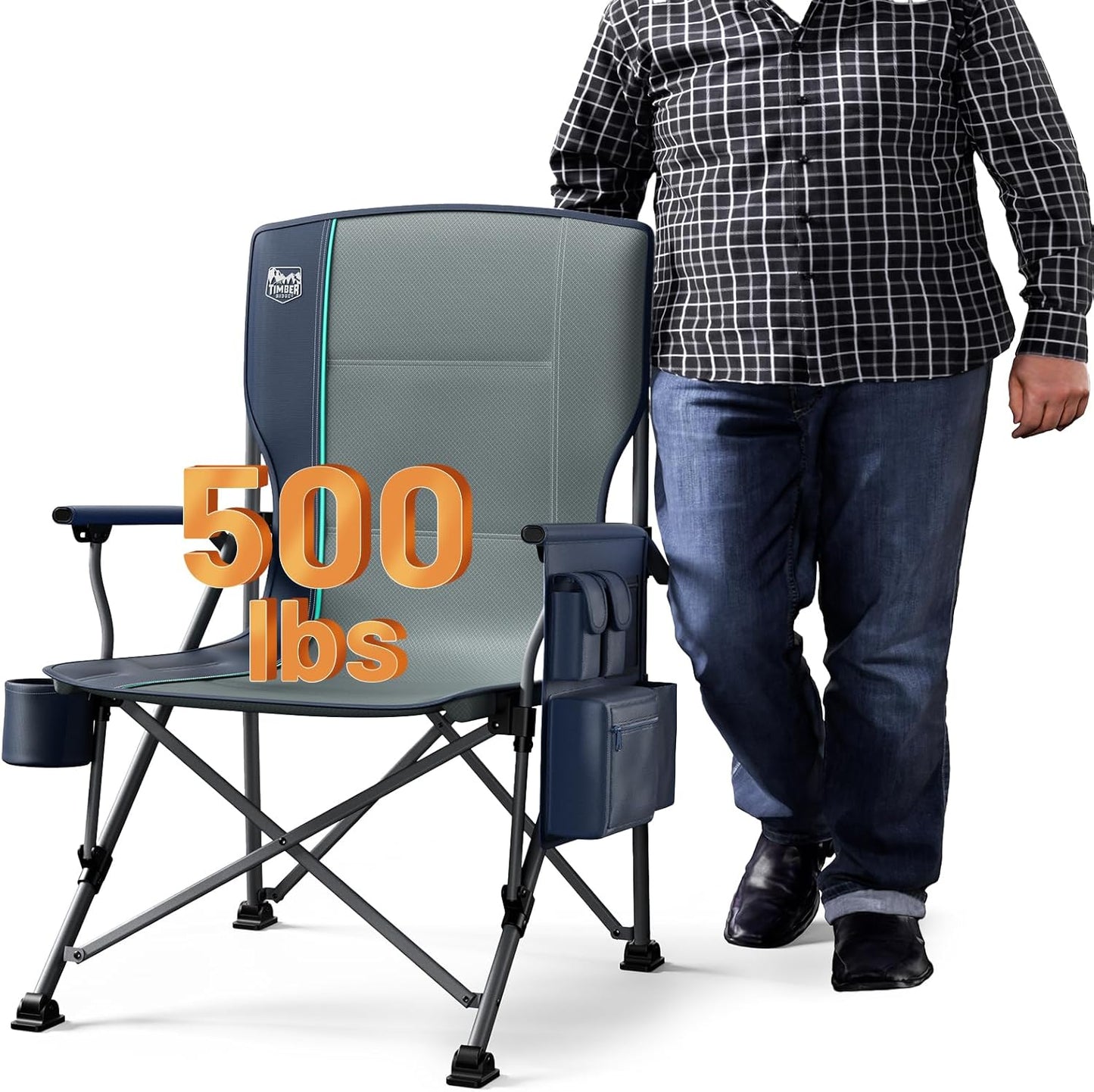 TIMBER RIDGE Heavy Duty Camping Chair 500lbs Capacity