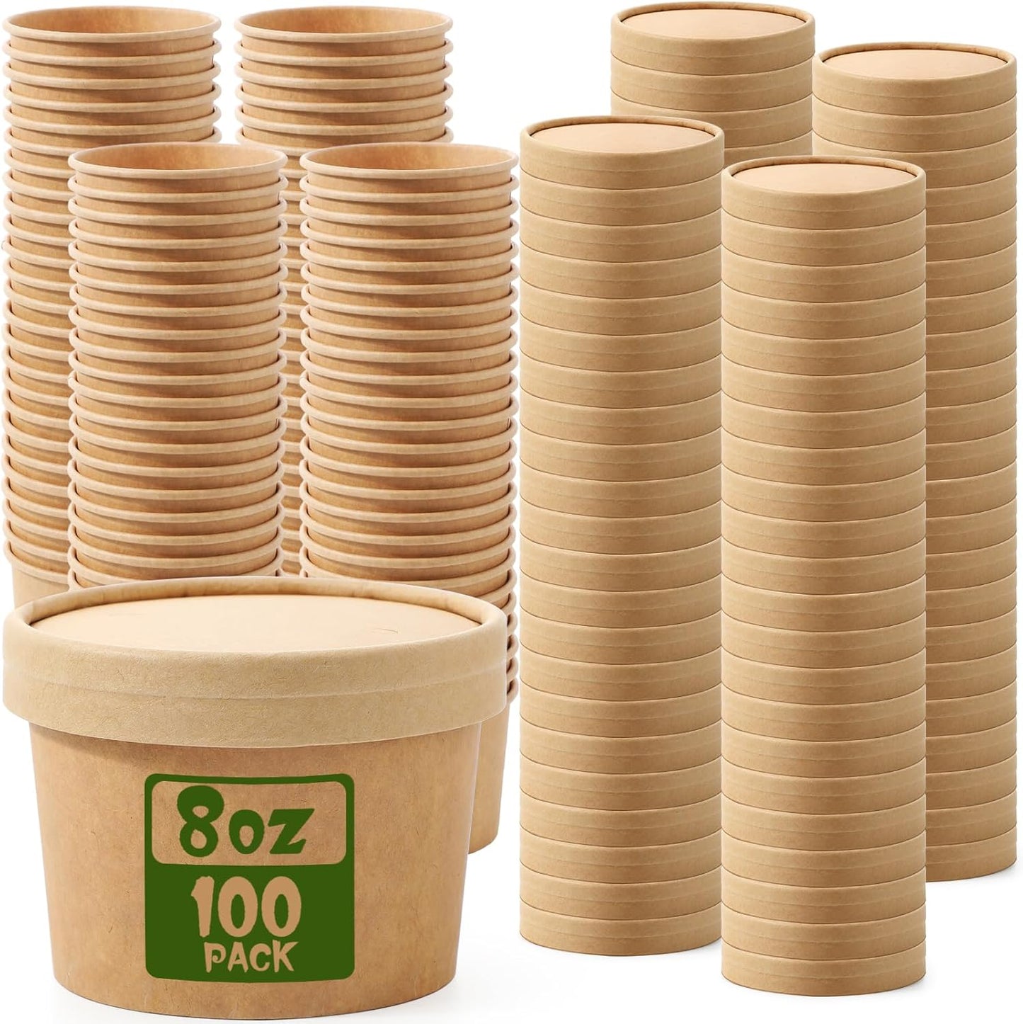 Fulmoon 100 Pack Paper Soup Containers with Vented Lids for Food