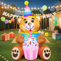 5FT Inflatable Birthday Cake Yard Decoration - Bright LED Outdoor