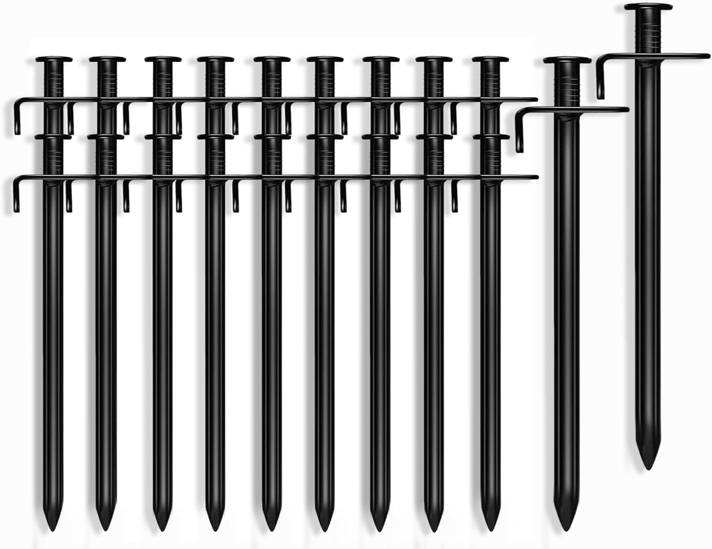 Cheardia 20 Pack Heavy Duty Tent Stakes - Unbreakable Black Metal