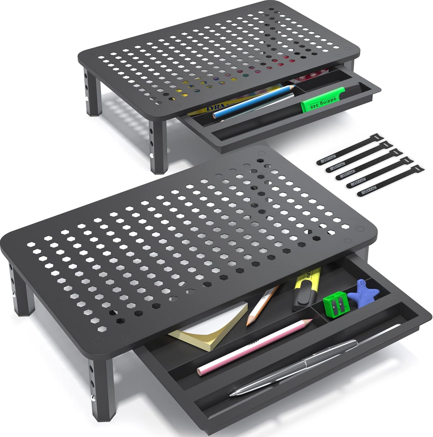 Back Saver Monitor Stand - 2 Pack Drawer Risers