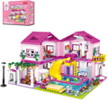 Pink Summer Pool Villa Building Block Set 1018 Pieces - Creative