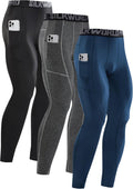 Men's Compression Pants 1-3 Pack with Pockets - Cool Dry Fit