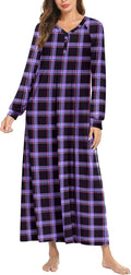 Ekouaer Nightgown Long Sleeve V Neck Full Length (Style 8ZVP)