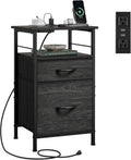 Nightstand with Charging Station and Drawers - Compact Bedside Table