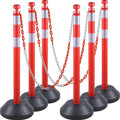 6 Pack 40ft Work Zone Chain Post Set - Portable Traffic Delineators