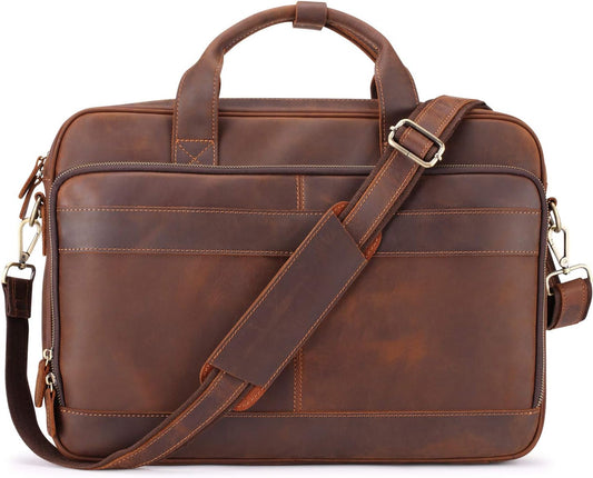 Jack&Chris Full Grain Leather Briefcase for Men - Stylish & Durable