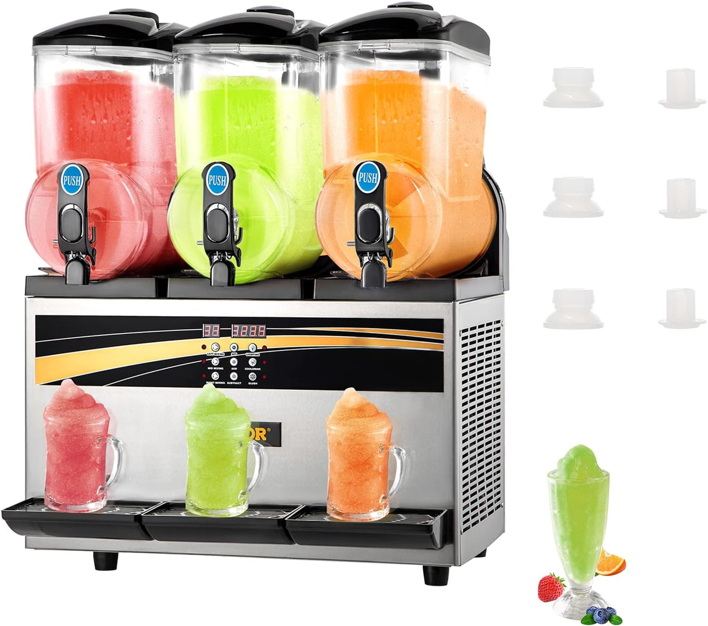 VEVOR 3x15L Slushy Machine | Stainless Steel | Perfect for Bars
